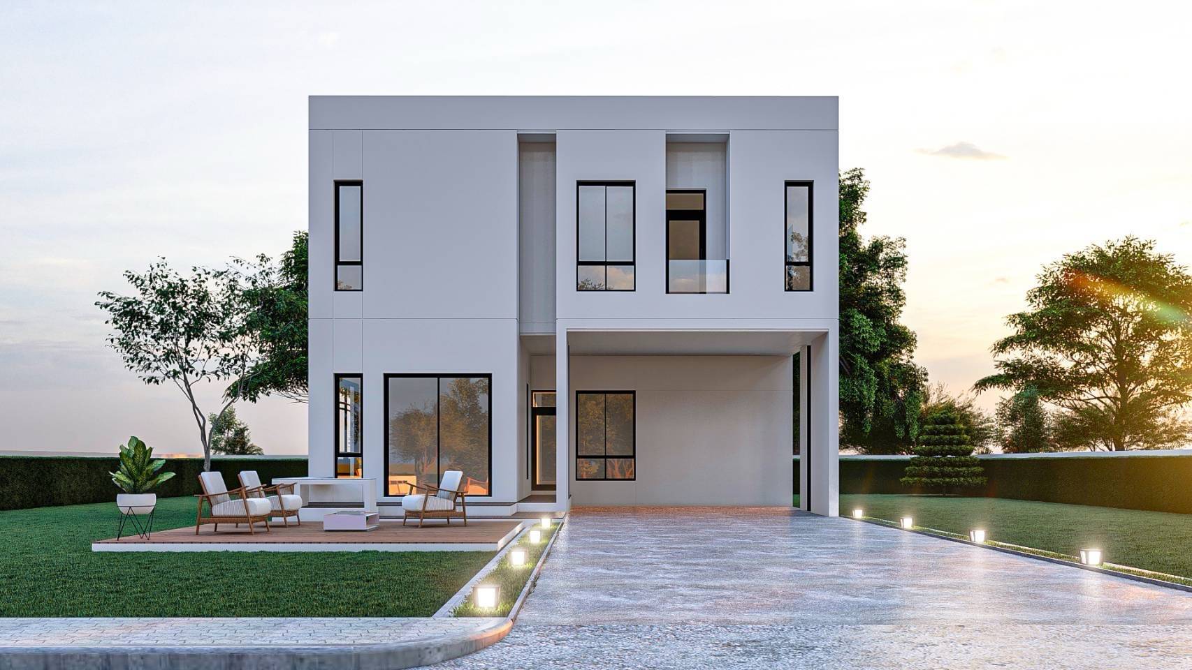 ตัวอย่างผลงานออกแบบบ้าน 2 ชั้น สไตล์โมเดิร์น โดย MAHAHENG Karnchang